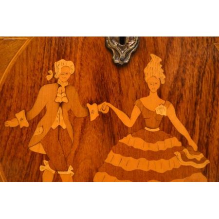 Antike schwedische Intarsien Kommode mit Marmor Oberfläche