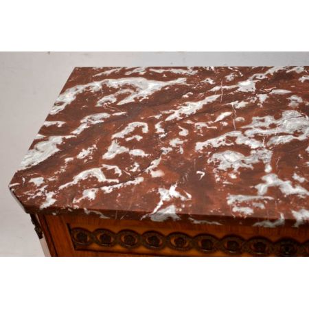 Antike schwedische Intarsien Kommode mit Marmor Oberfläche