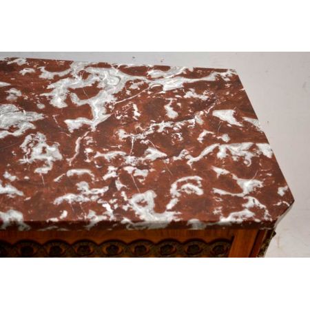 Antike schwedische Intarsien Kommode mit Marmor Oberfläche