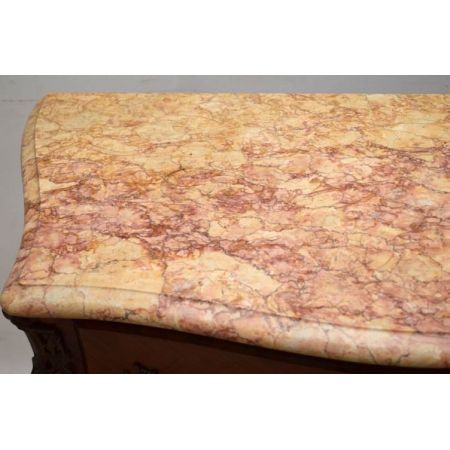  Antique Französisch Kommode mit Marketerie, Marmoroberfläche und Vergoldung