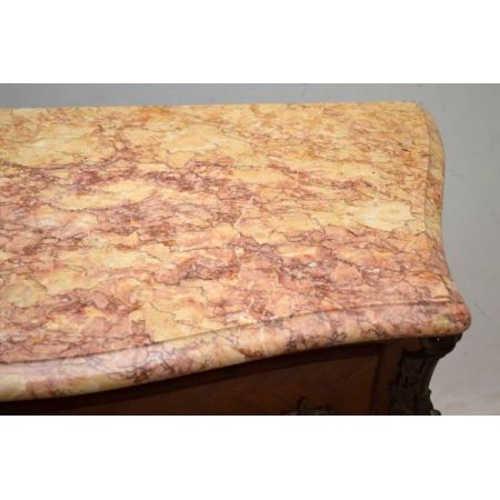  Antique Französisch Kommode mit Marketerie, Marmoroberfläche und Vergoldung