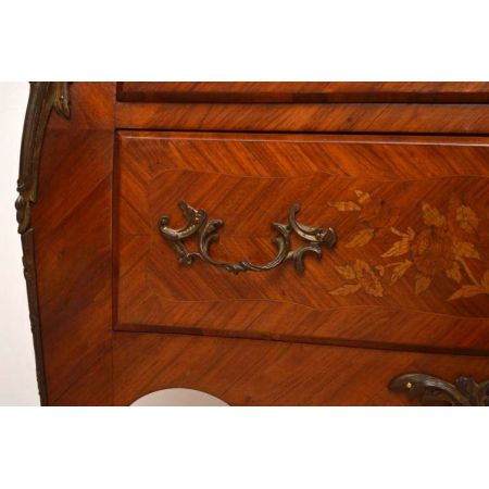  Antique Französisch Kommode mit Marketerie, Marmoroberfläche und Vergoldung