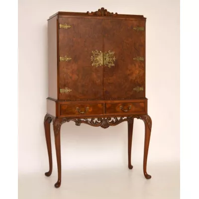 Antike Queen Anne Style Burr Walnut Cocktail Kabinett