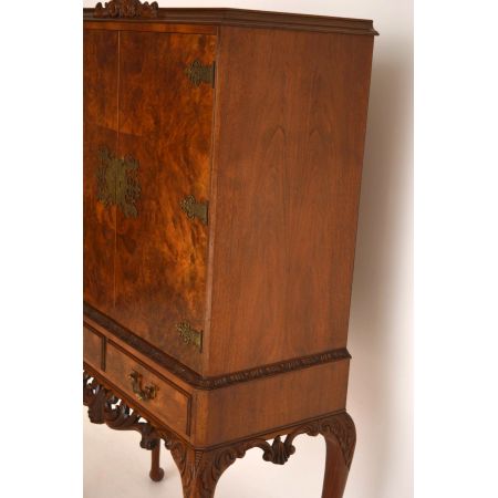Antike Queen Anne Style Burr Walnut Cocktail Kabinett