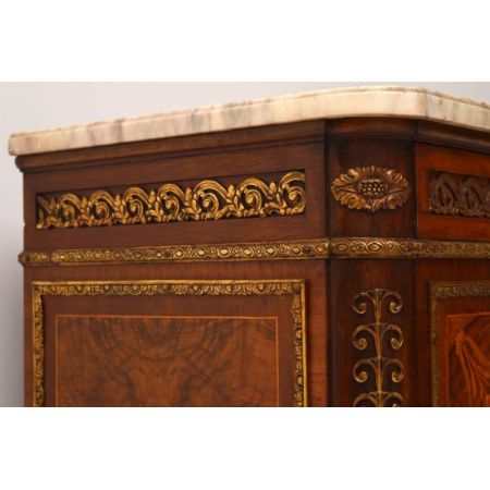 Antike französische Marmor-Nussbaum- Kommode