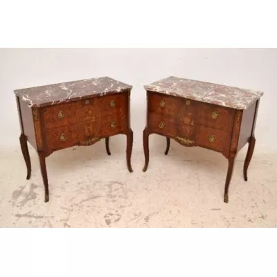 Paar   Antiiker  Swedish Marble Top Kommodes
