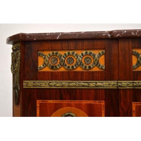 Antiike  French Style Inlaid Marmor  Top 3 Drawer Kommode 