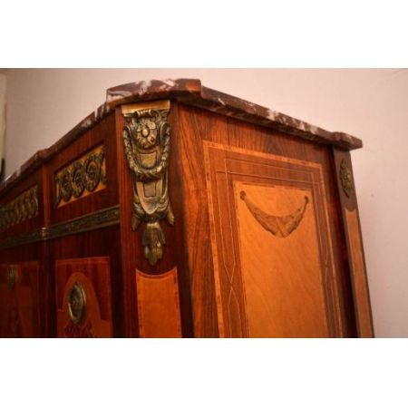 Antiike  French Style Inlaid Marmor  Top 3 Drawer Kommode 