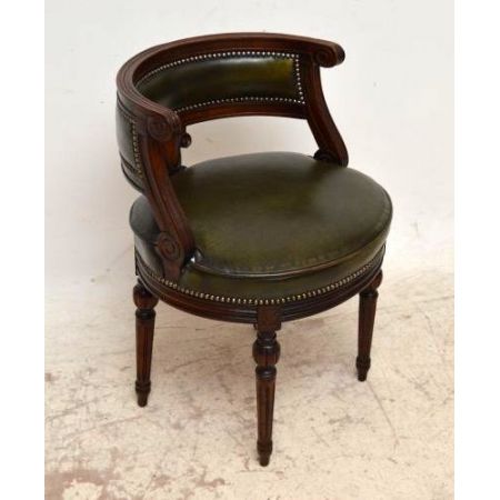 Antiker Mahogany & Leather  Büro Stuhl  Chair