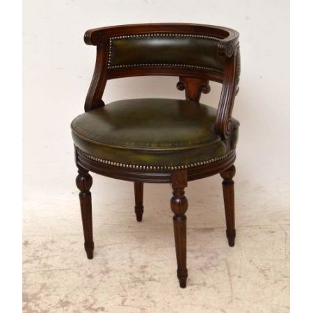 Antiker Mahogany & Leather  Büro Stuhl  Chair