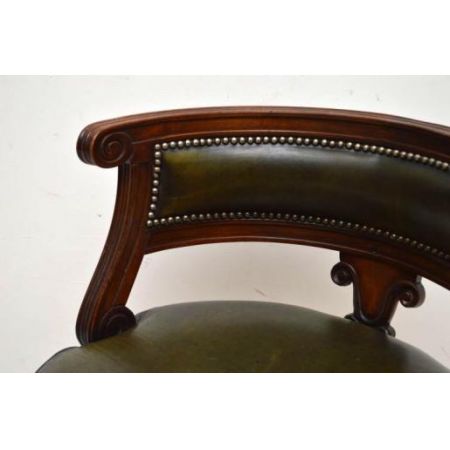 Antiker Mahogany & Leather  Büro Stuhl  Chair