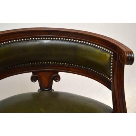 Antiker Mahogany & Leather  Büro Stuhl  Chair