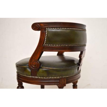 Antiker Mahogany & Leather  Büro Stuhl  Chair