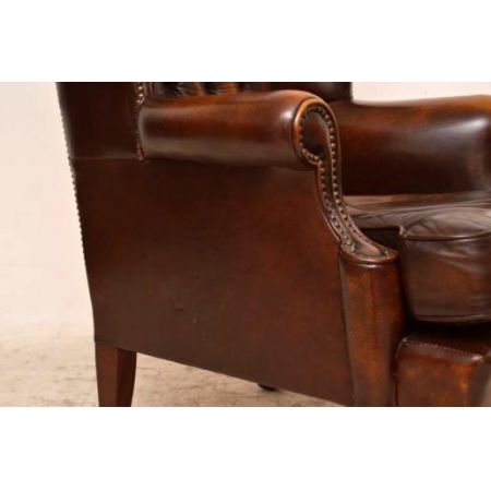 Antiiker Georgian Style Leather  Ohrensesesel  Armchair