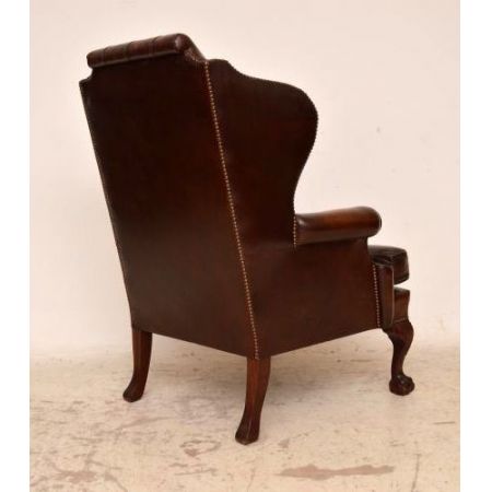 Antiiker Georgian Style Leather  Ohrensesesel  Armchair