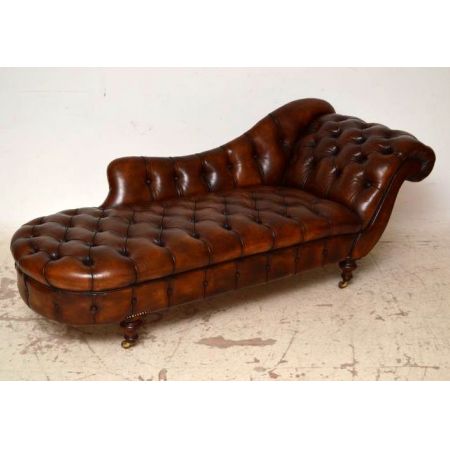 "Chaise Longue" Antike viktorianische Ledercouch 