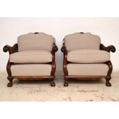 Antike Bergère Sessel aus Nussbaum