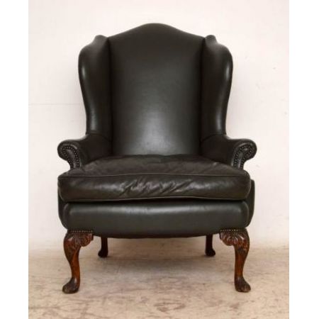 Antiker Wing Chair mit weichem Leder