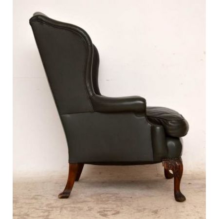 Antiker Wing Chair mit weichem Leder