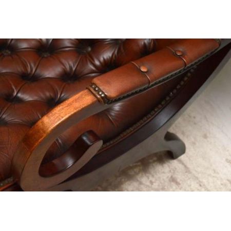 Paar Antiker Ledersessel mit Deep Buttons Sessel aus Leder