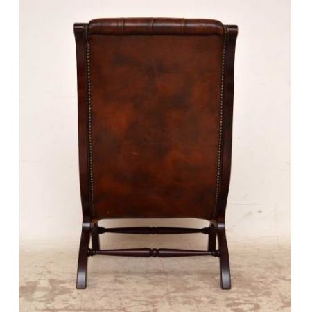 Paar Antiker Ledersessel mit Deep Buttons Sessel aus Leder