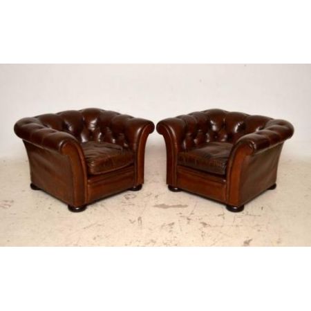 Paar 1950's  schwedischer Leather Leder r Armchairs