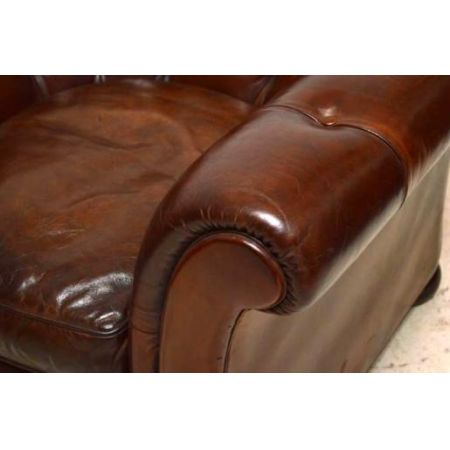 Paar 1950's  schwedischer Leather Leder r Armchairs