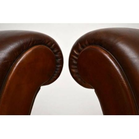 Paar 1950's  schwedischer Leather Leder r Armchairs