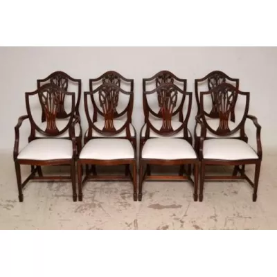 6Set antiker Esszimmerstühle Mahagoni