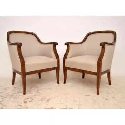 Paar   antiker schwedischer  Satin Birch Armchairs