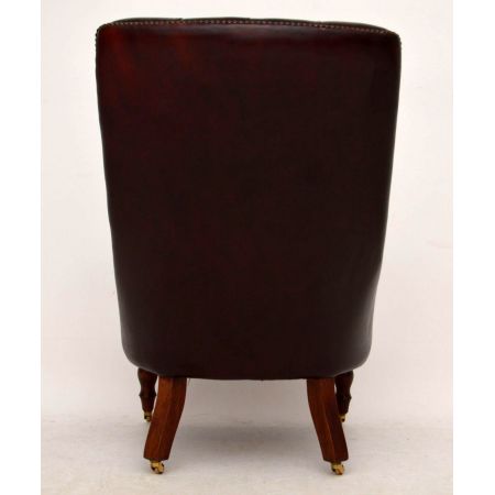 Antiker Regency-Stil tief geknöpfter Leder - Mahagoni Sessel