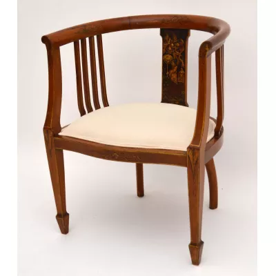 Ein Paar antike Mahagoni & Chinoiserie Tub Sessel