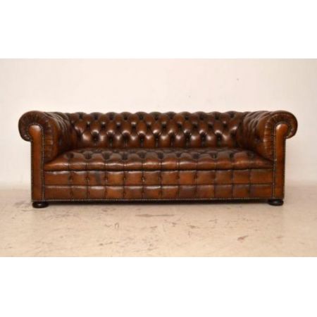 Antikes  Victorianisches Leder " Deep Buttoned" Chesterfield Sofa