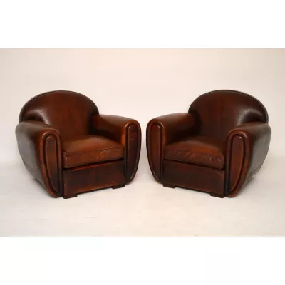 Tolles Paar Leder Clubsessel French Style