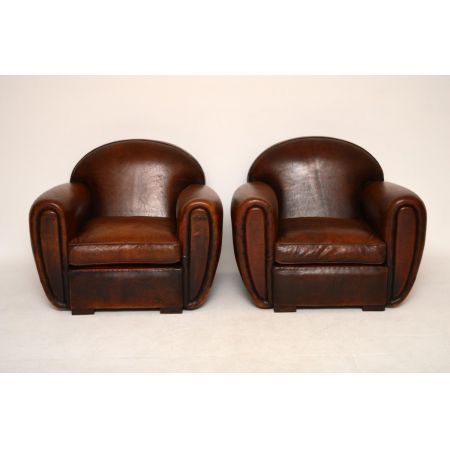Tolles Paar Leder Clubsessel French Style