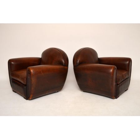 Tolles Paar Leder Clubsessel French Style