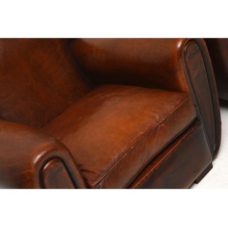 Tolles Paar Leder Clubsessel French Style