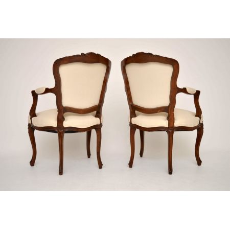 Antikes Paar französischer Nussbaum Salon Sessel