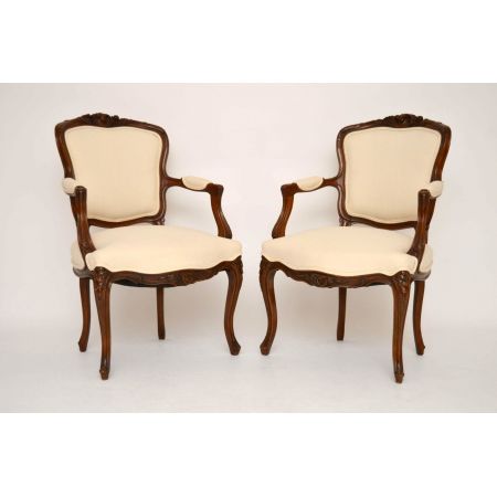 Antikes Paar französischer Nussbaum Salon Sessel