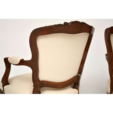 Antikes Paar französischer Nussbaum Salon Sessel