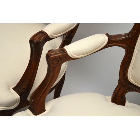 Antikes Paar französischer Nussbaum Salon Sessel