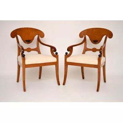 Paar schwedische Biedermeier Satin Birken Sessel