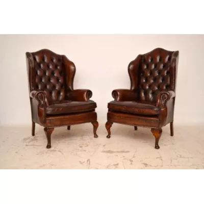 Imposanter Paar   antiker Ohrensessel  chesterfield 