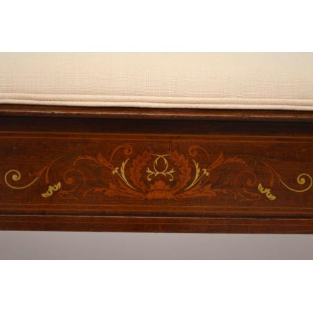 Antiker Edwardian Intarsien Mahagoni Hocker Duet