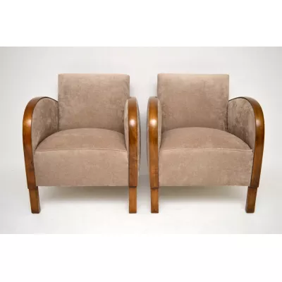 Ein Paar schwedische Satin-Birke Art Deco Sessel