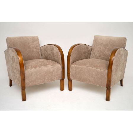 Ein Paar schwedische Satin-Birke Art Deco Sessel