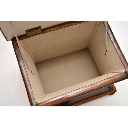 Antiker Victorian Leder-Mahagoni Hocker