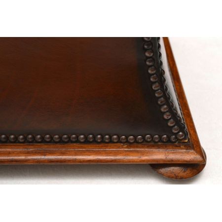 Antiker Victorian Leder-Mahagoni Hocker