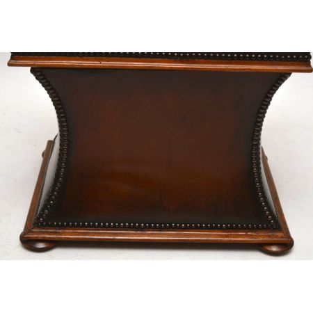 Antiker Victorian Leder-Mahagoni Hocker