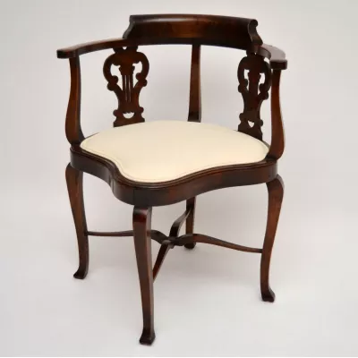 Antiker Edwardian Mahagoni Eck-Stuhl